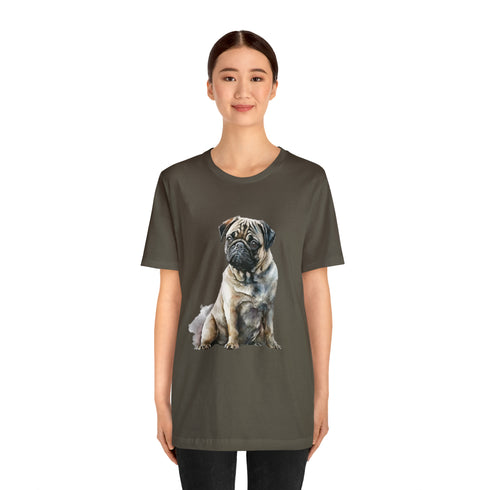 Loving Pug in Watercolor - Short Sleeve Tee
